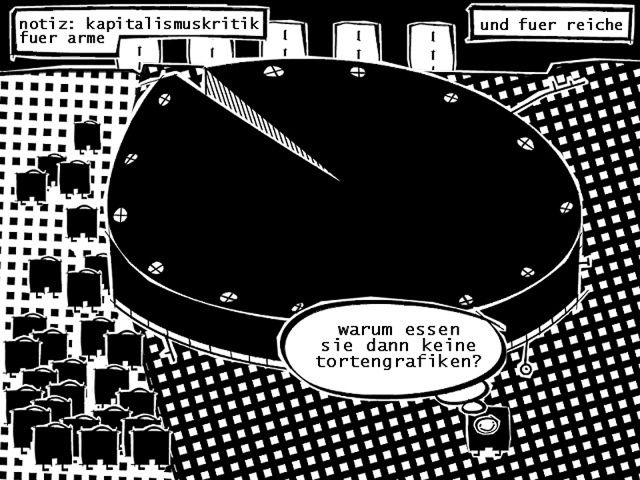 Bob Schroeder | kapitalismuskritik | für arme | notiz: kapitalismuskritik fuer arme und fuer reiche. warum essen sie dann keine tortengrafiken?