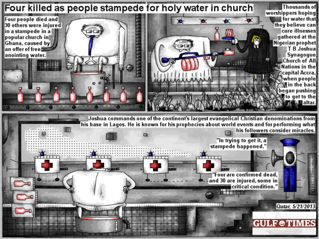 Bob Schroeder | Holy stampede | Water kills | Four killed as people stampede for holy water in church